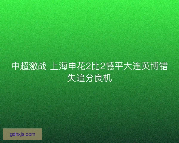 中超激战 上海申花2比2憾平大连英博错失追分良机